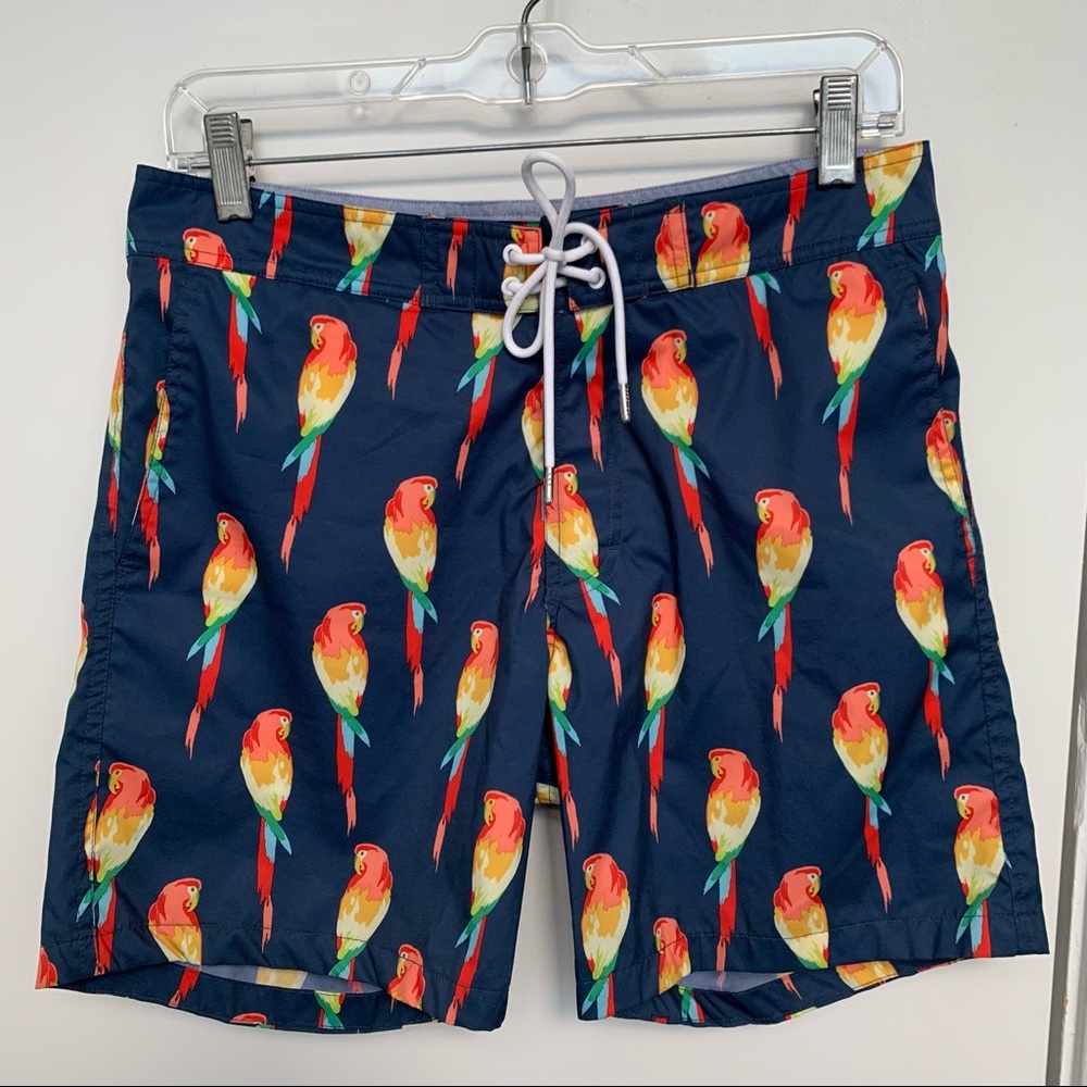 BONOBOS Banzai 7” Parrot Print Swim Trunks
